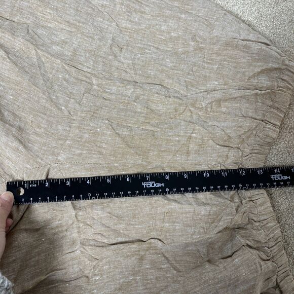 dressbarn 100% Linen Capri Embellished Beaded Legs Pants Pull On Size 20w Beige‎ - Picture 10 of 13